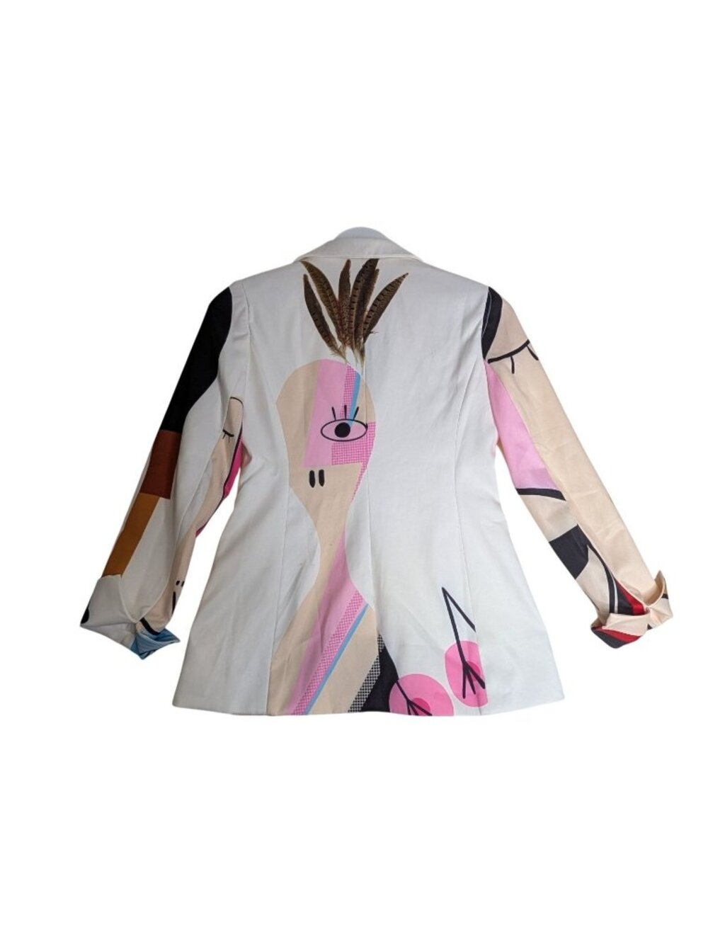 NWT ZCrave Women's Art Gallery Suit Blazer Pop art faces white Sz XS - Picture 10 of 10